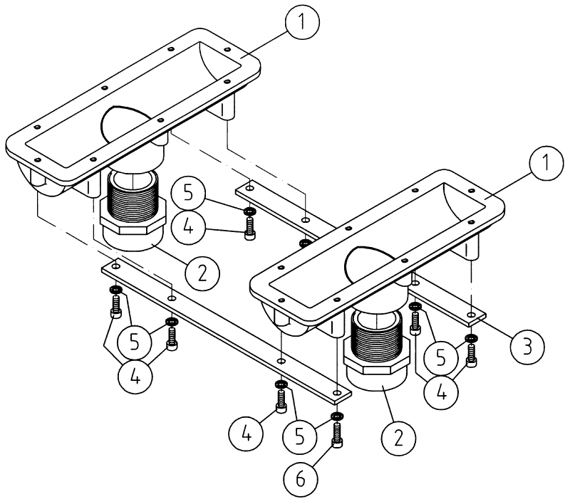 Схема Закладной комплект двойного аэромассажного сидения, длина 240 мм Art. 8795250
